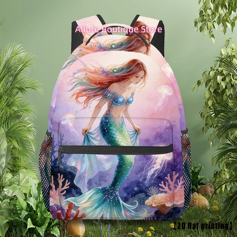 Mermaid Princess (4), a Versatile And Fashionable Printed Backpack, Perfect for Outdoor Adventures. Ideal for Daily Use, Featuri