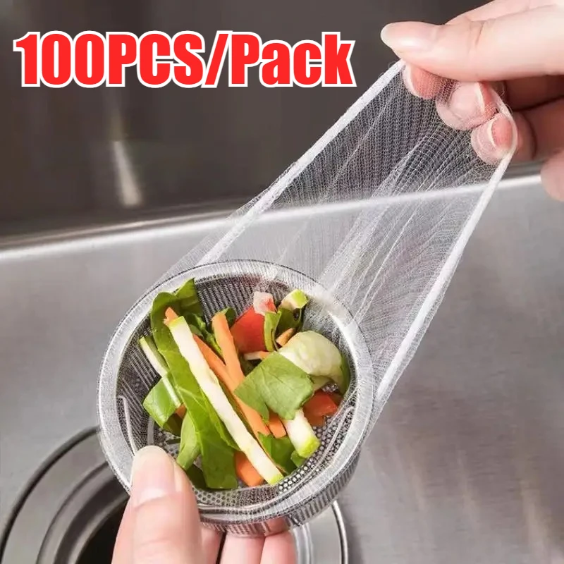 

100/200 одноразовый фильтр для кухонной раковины, канализационный слив, антиблокирующий мешок для мусора, сетчатый мешок для утечки бассейна, сетчатый фильтр, сетка для мусора для раковины