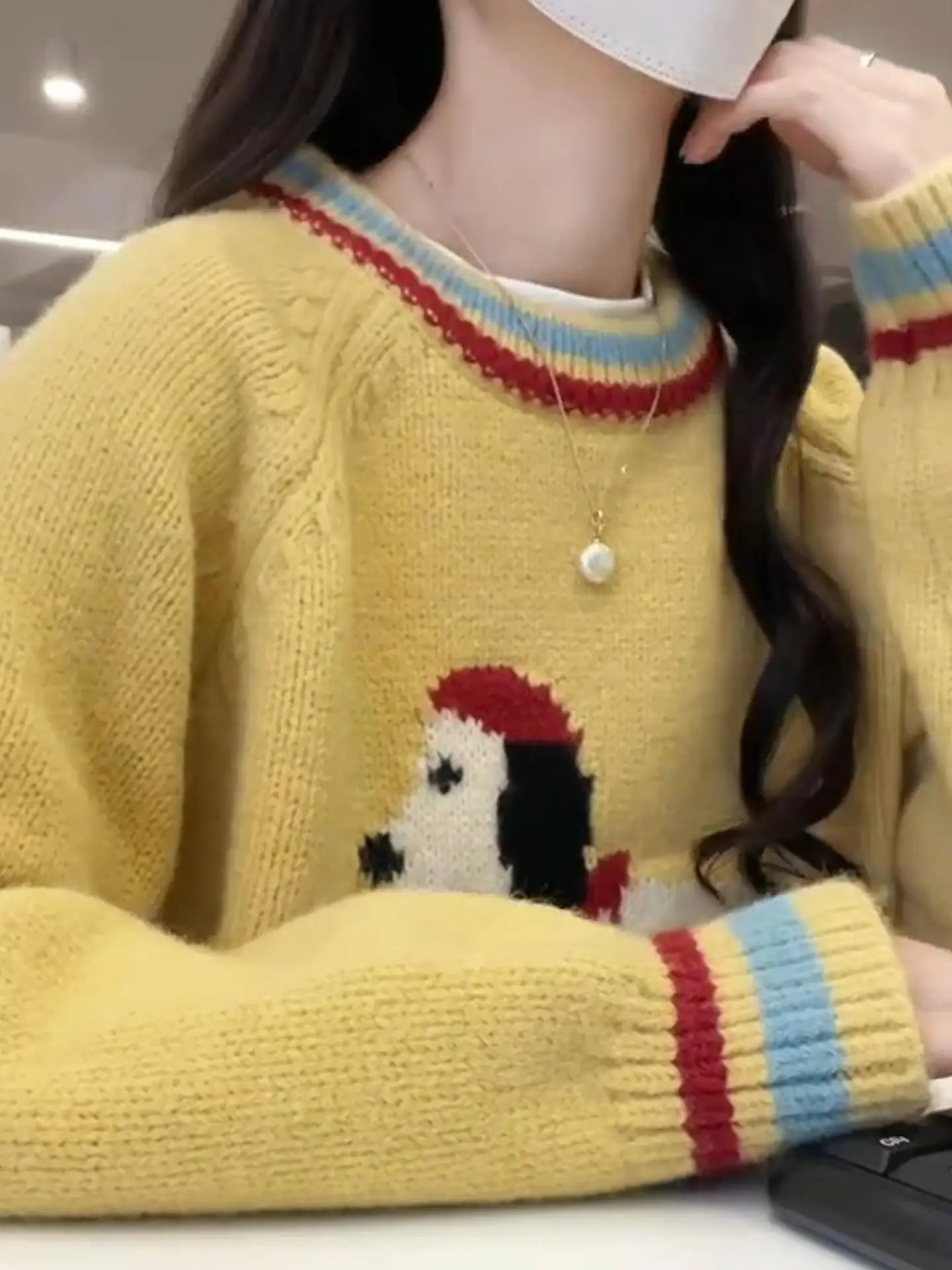 الكورية Sle الكلب نمط محبوك سترة المرأة الخريف الشتاء جديد وصول التخسيس أعلى لينة مريحة طويلة Sve جولة Ne