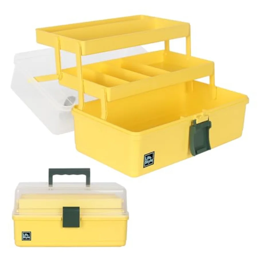 

13-Inch Art Box Sewing Storage Organizer 3-Layers Craft Storage Organizer with Handle Plastic Storage Boxes Organizers for Stud