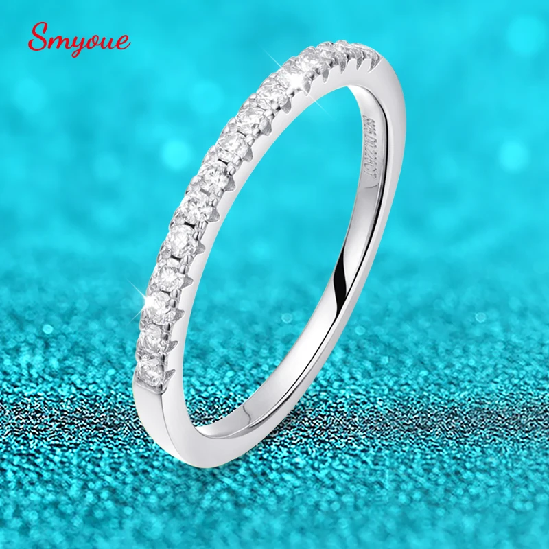 

Smyoue Test Passed Moissanite Ring Matching Wedding Diamond Band for Women 925 Sterling Silver Female Crown Single Tail Ring