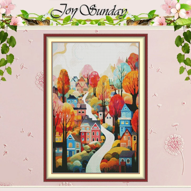 Embroidery Job - Set Sulaman Silang Pola Kota Kecil