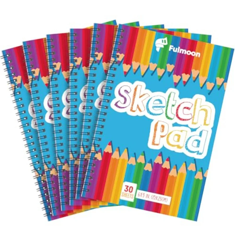 6 Pcs Drawing Pad for 30 Sheets Drawing Paper Coloring Sketch Book Art Supplies for Adults Crayons Pencils School Office Christ