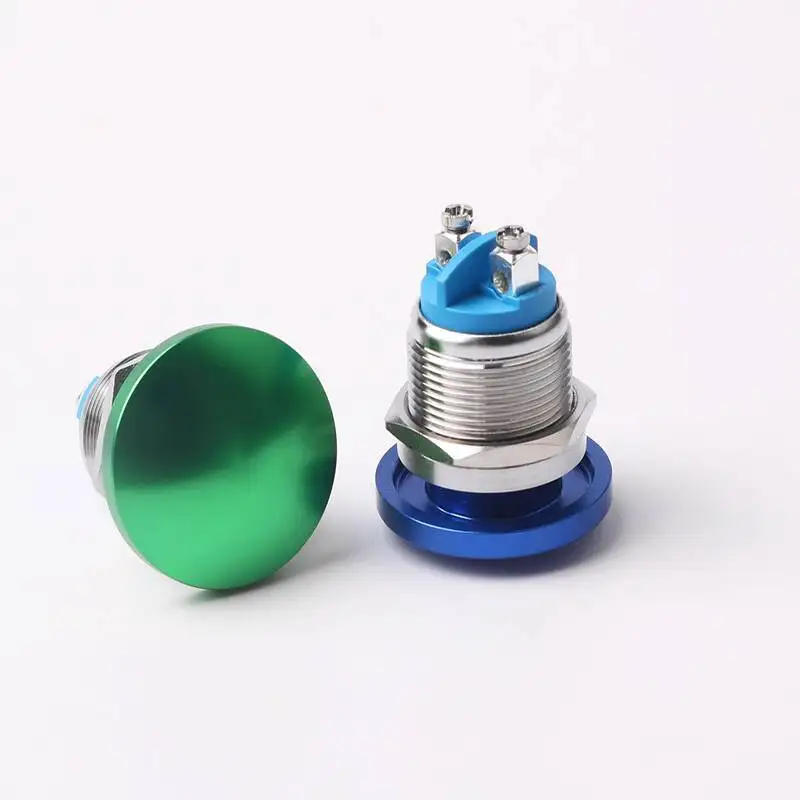 16 مللي متر/19 مللي متر/22 مللي متر زر معدني اللون الفطر رئيس الذاتي إعادة ضبط المسمار القدم مفتاح الطاقة مقاوم للماء #3