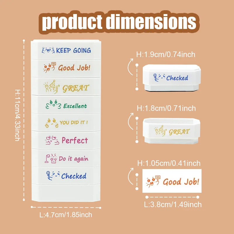 Achtlaags klaslokaal leraar stempel beoordeling leraar stempel kleur rubber zelfinkt stempel leraar gedrag stempel