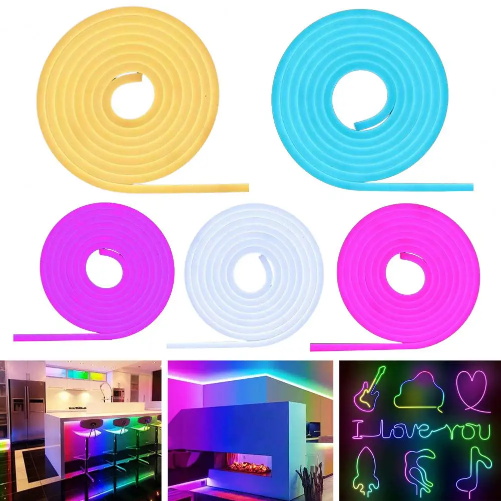 5M LED Neon Light Strip 12V IP65 Waterproof Flexible DIY Cuttable Super Bright Side Lighting Soft Silicone Decoration Lamp Strip