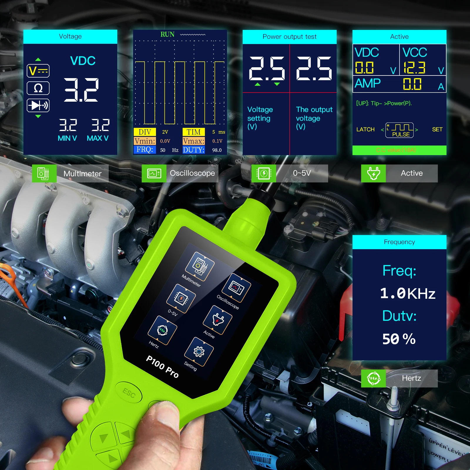 Topdiag P100 Pro Power Scan, probador de circuito eléctrico para coche, sonda de diagnóstico de coche, probador de batería de 12V y 24V, herramienta