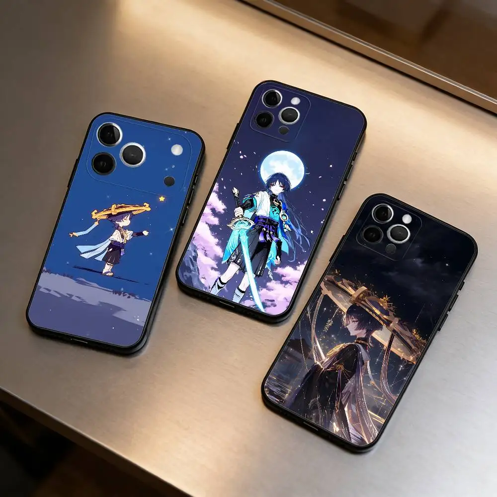 

Wanderer Scaramouche Genshin Phone Case For iPhone 17,16,15,14,13,12,11 Plus,Pro Max,Soft Silicone Black Cover