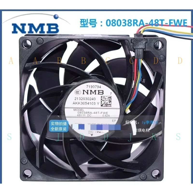 M  for 1 pcs NMB 08038RA-48T-FWE 48V frequency converter 8CM 0.82A cooling fan 8038 fan