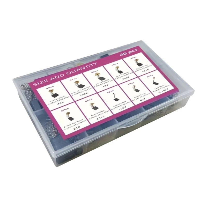Escovas carbono motor elétrico multiuso 40pcs 10 modelos para temperatura