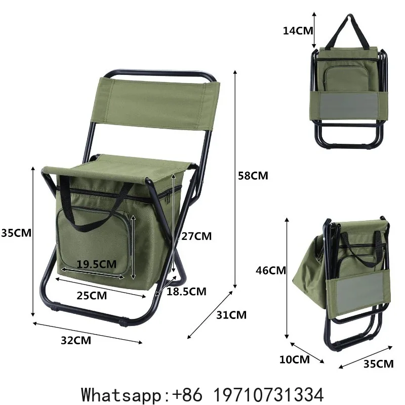 

Portable Outdoor Fishing Chair Folding Camping Chair Ice Storage Bag with Backrest 3-in-1 Leisure Camping Bench Travel Furniture