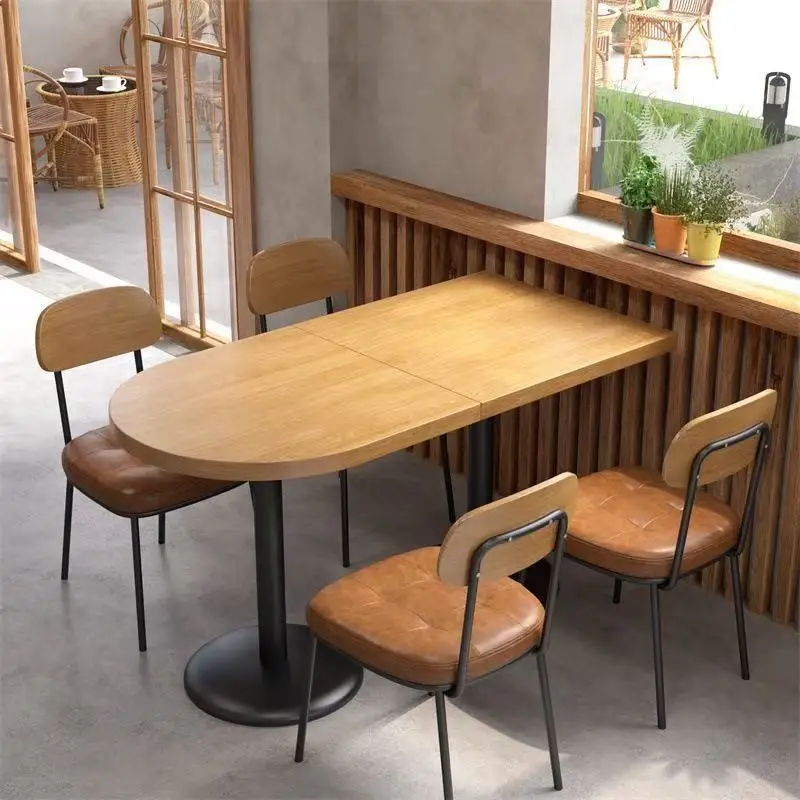 Milk tea shop table and chair combination one table and two chairs small commercial leisure dining table