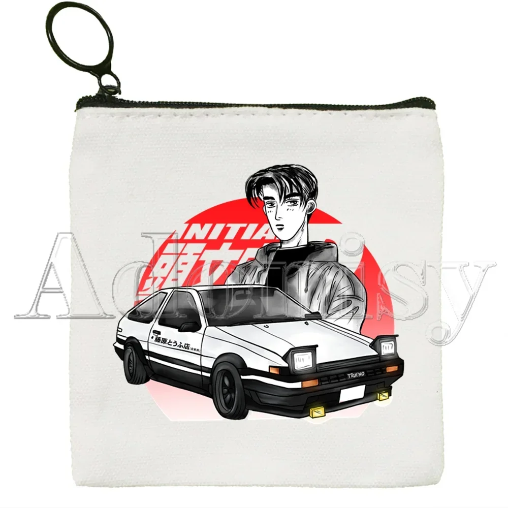 Drift AE86 Initial D 90s Fujiwara  Canvas Coin Purse Coin Purse Collection Canvas Bag Small Wallet Zipper Key Bag Hand Gift