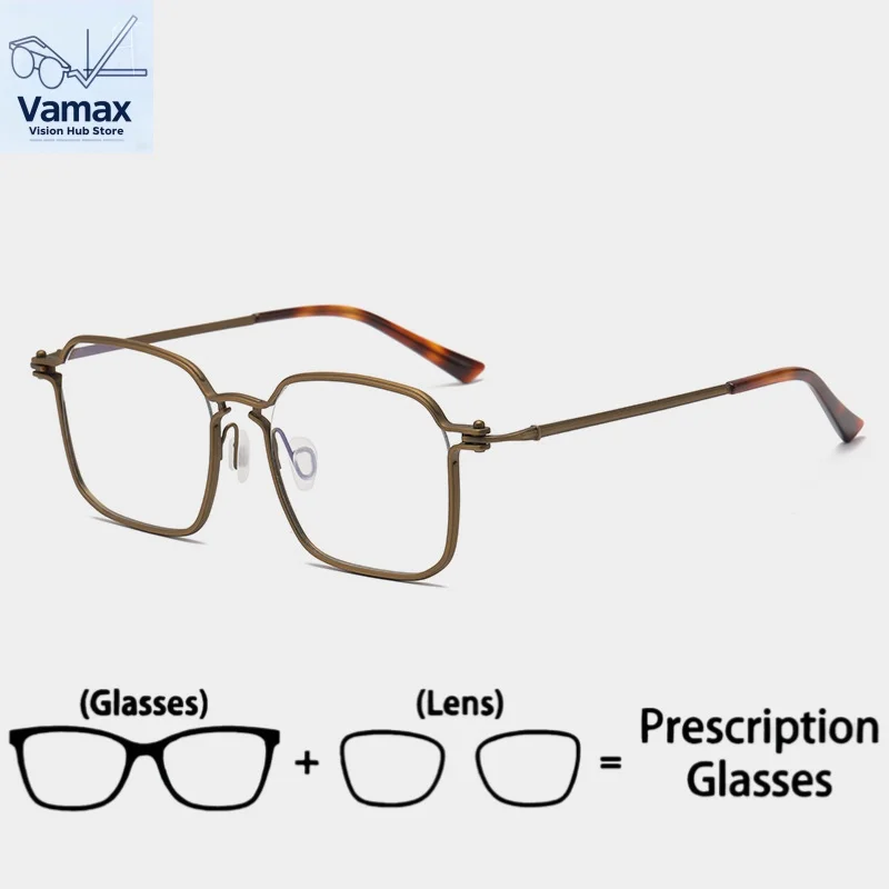 

VAMAX Men's Fashionable Pure Ti Eyewear Lightweight Business Style Simple Design Sun Optical Lens Available