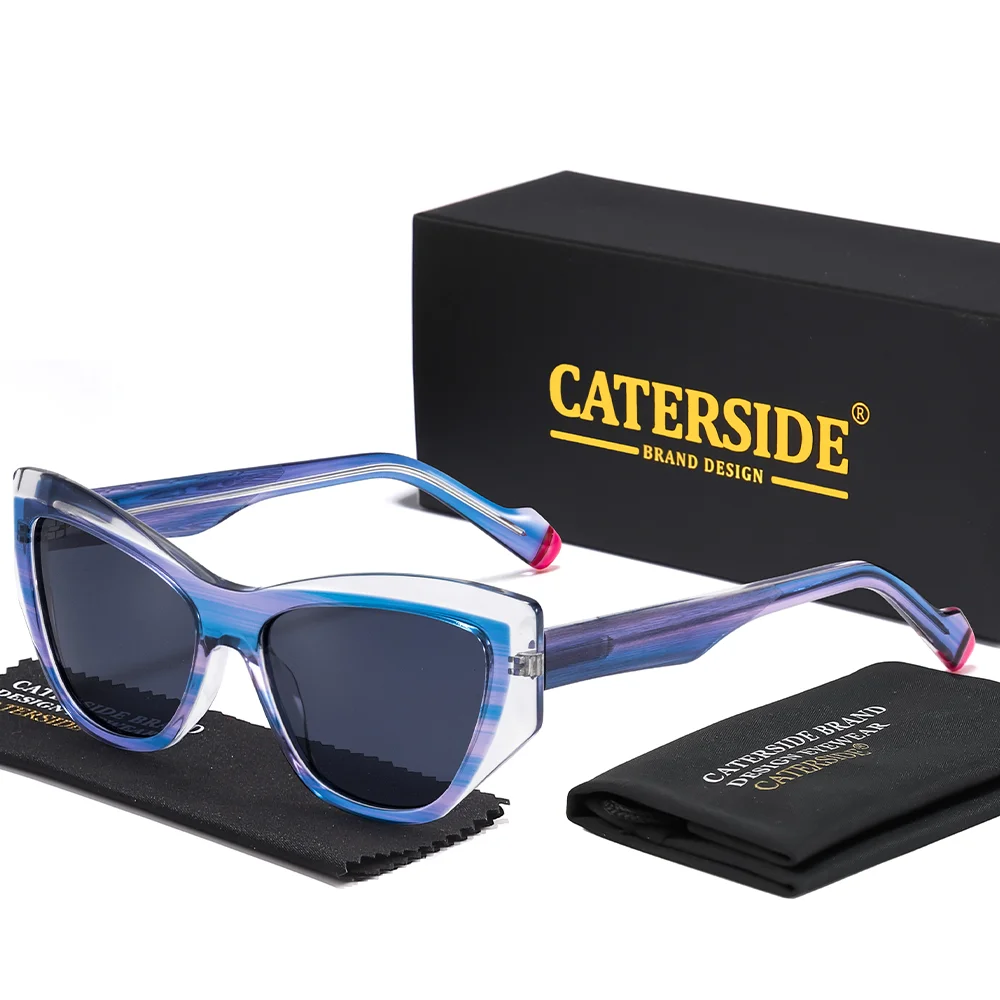 CATERSIDE Frauen Stil Sonnenbrille Acetat Cat Eye Rahmen Farbe-Blocking Design Suneyewear Männer Mode Luxus Fahren Gläser UV400 – Detail 12