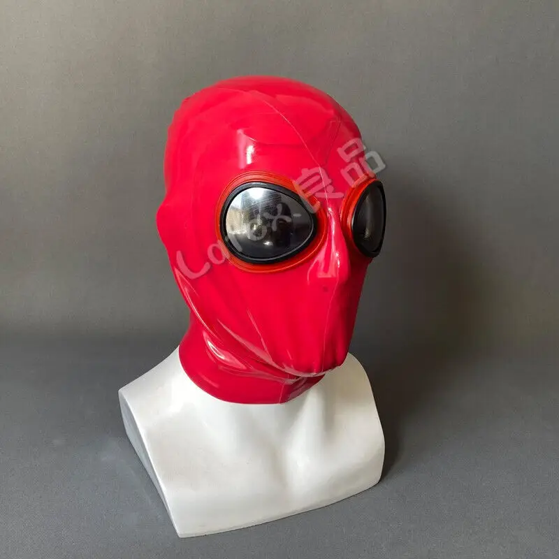 Full cover latex mask hood eyes glass open nose 0.4mm custom made