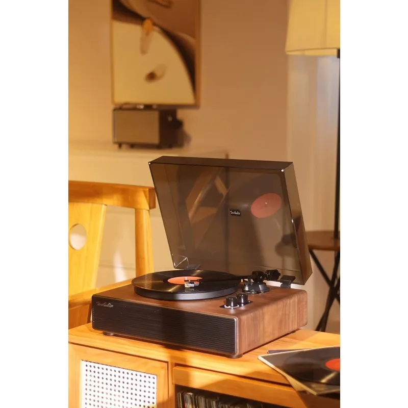 

High-End Retro 12V Input HiFi Stereo Audio Turntable Player New Home PC DJ Vinyl Record Adapter with Wood Painting Body