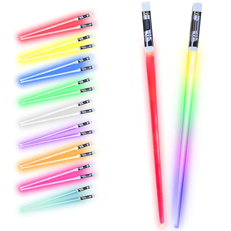 1 Pair Luminous Chinese Chopsticks LED Lightsaber Luminous Washable BPA Free Food Safe Tableware Kitchen Party Holiday Halloween