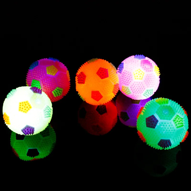 Pelota de masaje elástica con Flash para niños, juguete divertido y creativo con sonido emisor de luz, pelota de fútbol de simulación, pelota de masaje