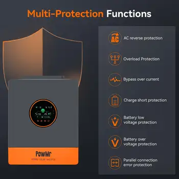 Hybridní solární invertor PowMr MPPT 100A 5KW 48V s dělenou fází, volitelný 10KW 20KW 30KW 120V 208V 240V 10 nejlepší prodej Solární invertor 10kW - №2
