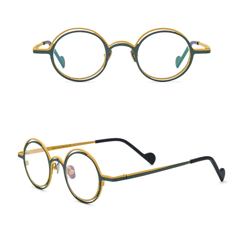 

Belight Optical Titanium Combine Color Three-fourths Round Shape Eyewear Unique Design Spectacle Frame Women Eyeglasses 185749