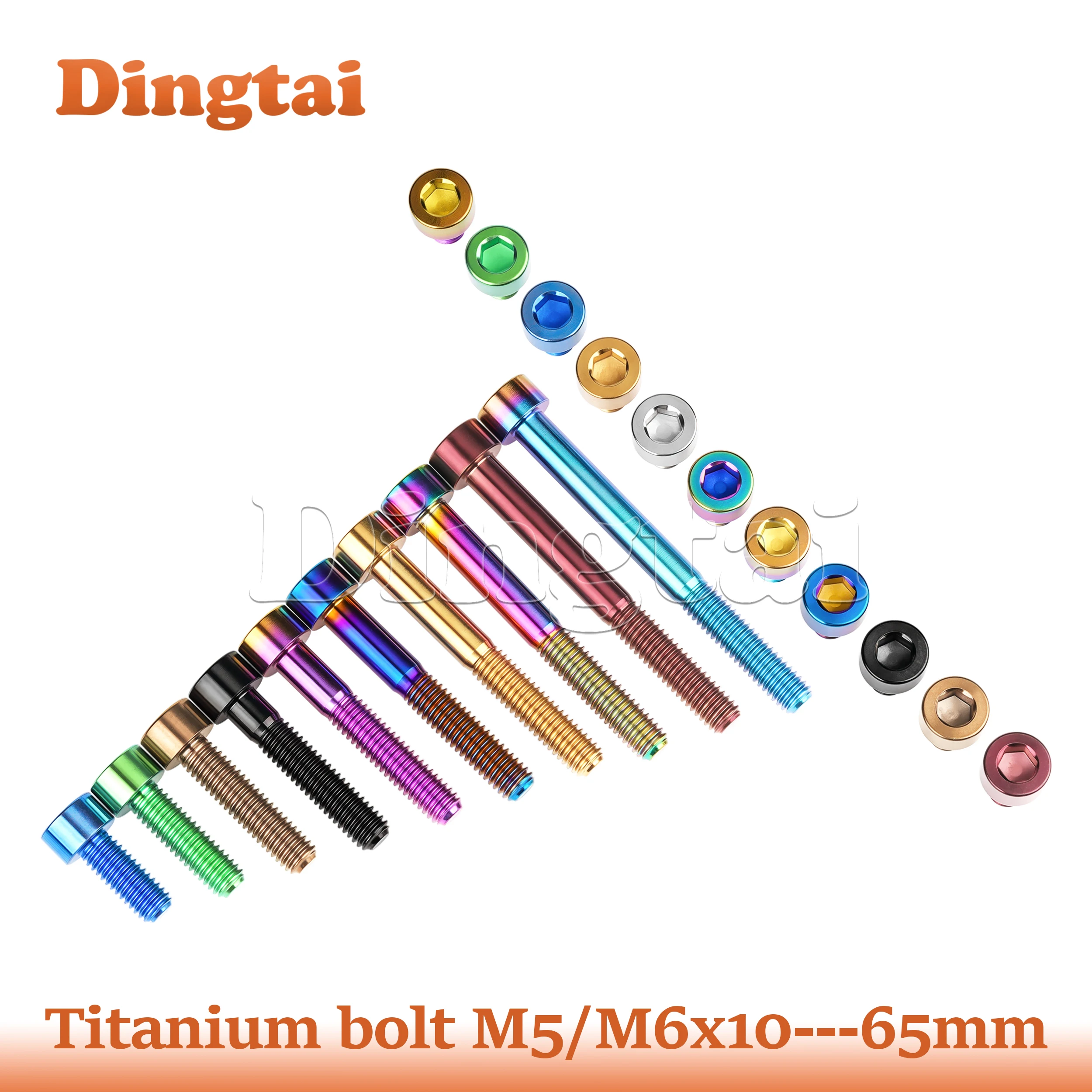 Dingtai Titanium Bolt M5/M6x10 12 15 16 18 20 25 30 35 40 45 50 55 60 65mm Cylindrical Head Allen Screws for MTB Road Bike Part