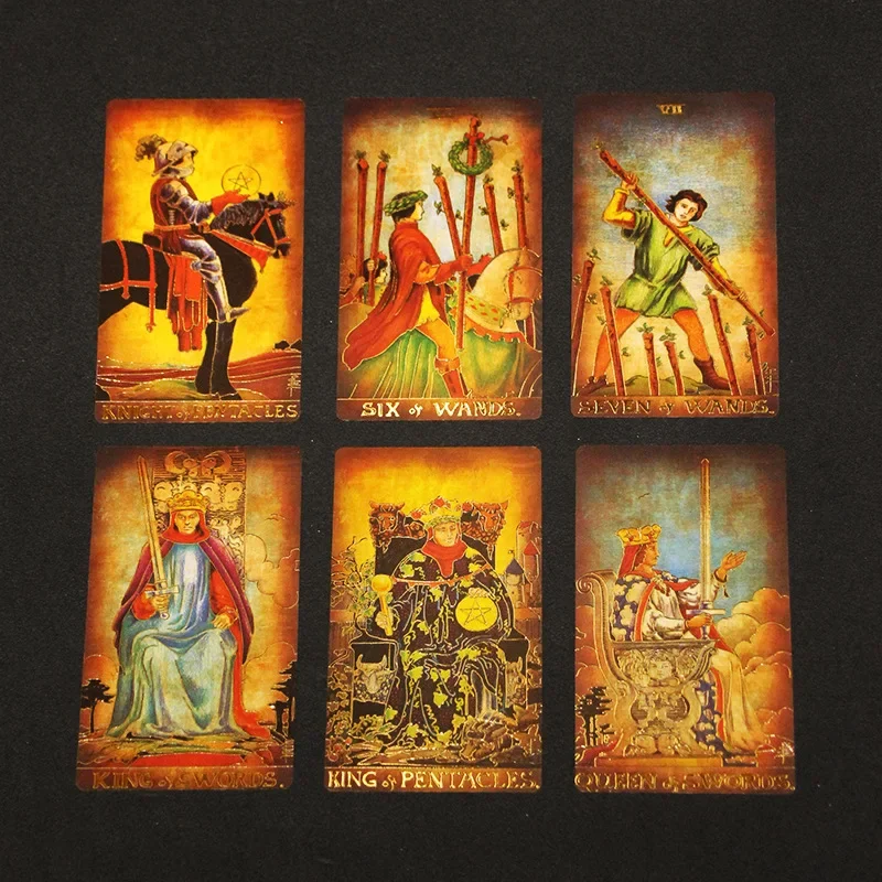 Glazed Golden Tarot Cards Plastic Waterproof Tarot Full English Edition Magician Tarot Deck Board Game  English Rules