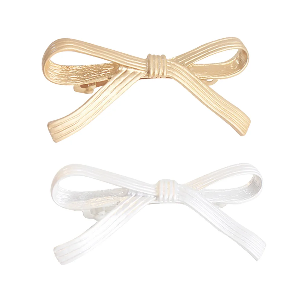 

2 pcs Bow Hair Clips Barrettes Bobby Pins Hair Ornaments Butterfly Ribbon Elegant Daily Wedding Party