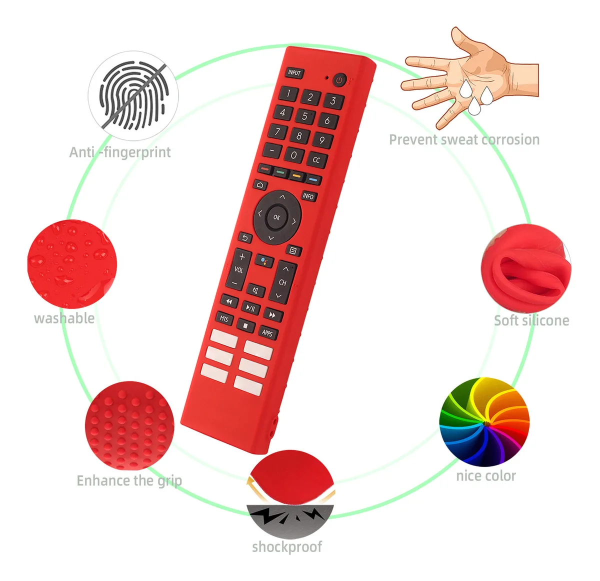 Funda protectora de silicona para controles remotos de Smart TV Hisense ERF3A80, ERF3B80H, ERF3C80H y ERFTG80H