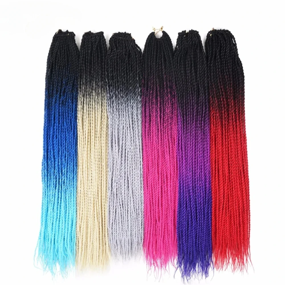 Jedwabiście pasma Pleść warkocza Ombre Senegalese Twist Szydełkowe przedłużanie włosów Syntetyczne warkocze szydełkowe Kolory Passion Twist Hair