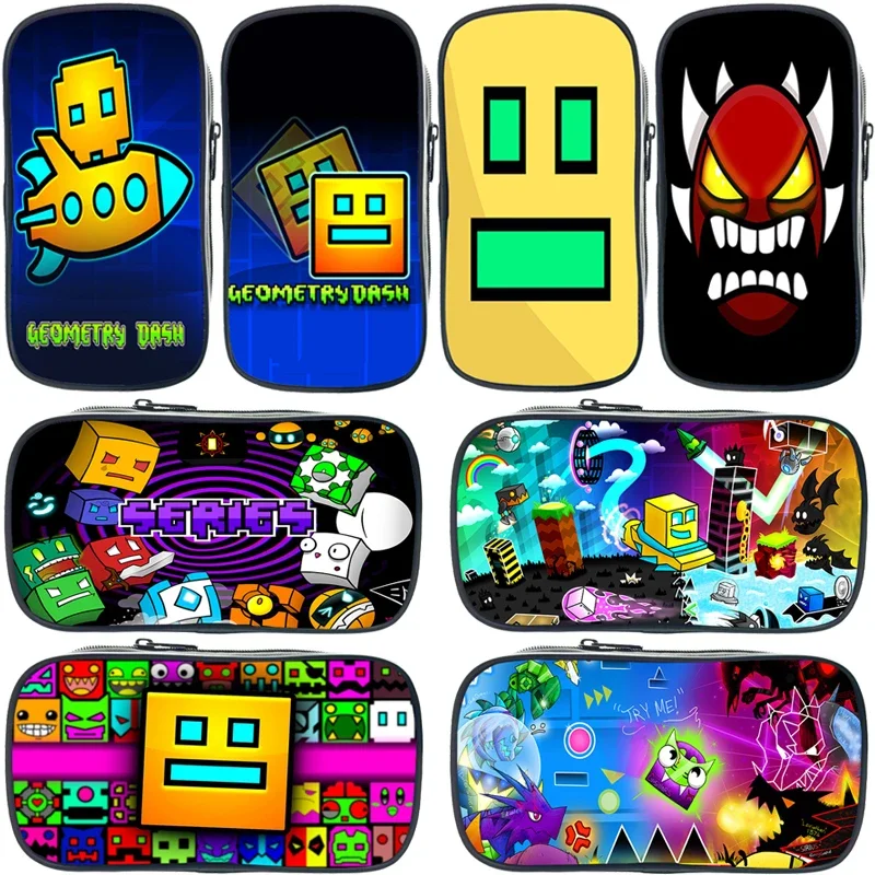 

Angry Geometry Dash Pencil Case Funny Cartoon Pen Bag High Capacity Pencil Box School Storage Supplies Kids Stationery Pouch