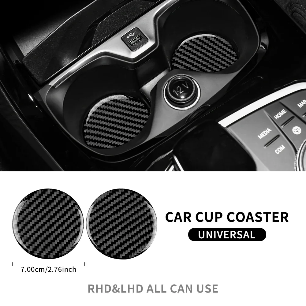 For BMW 1 2 3 5 7 Series F10 F07 F20 G20 E60 E90 E70 F40 X5 X6 F15 Car Water Cup Mat Interior Real Soft Carbon Fiber Sticker view 3