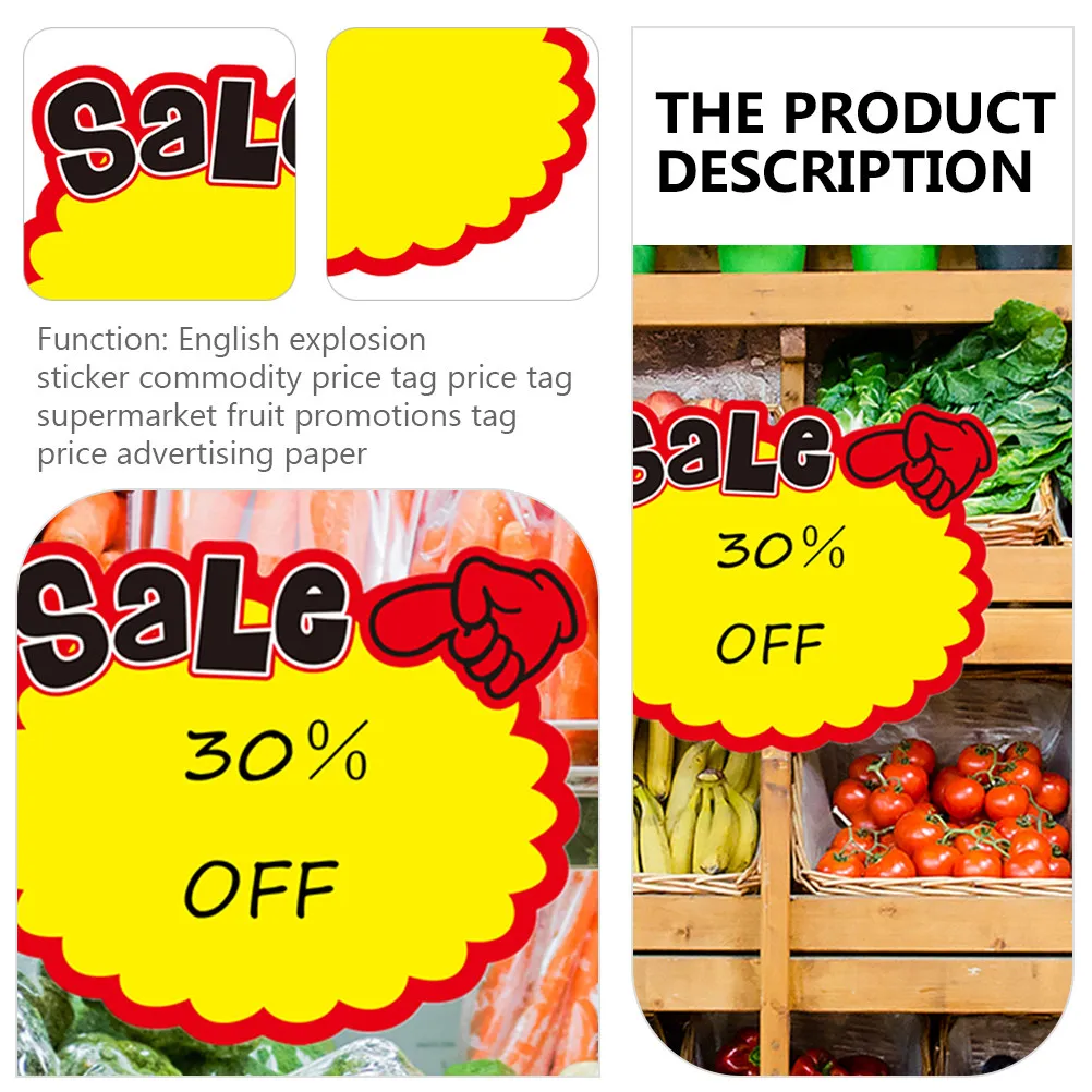 

50 Pcs Price Tags Promotional Signs Stickers White Card Retail Event Durable Paper Material Long Service Time Advertising Labels