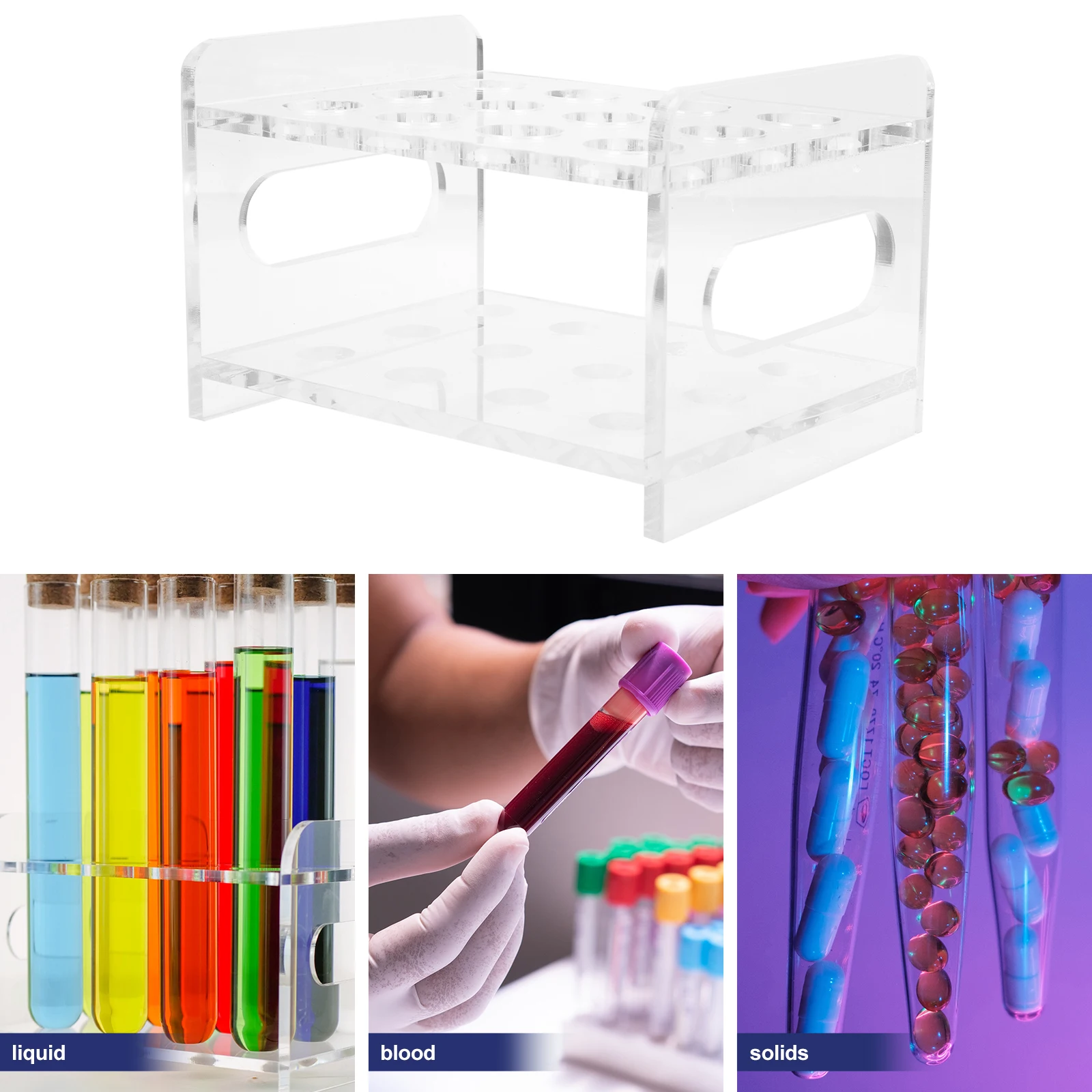 

Acrylic Test Tube Rack Clear Lab Tool Stand For Laboratory Use Holder 12-Hole Rack