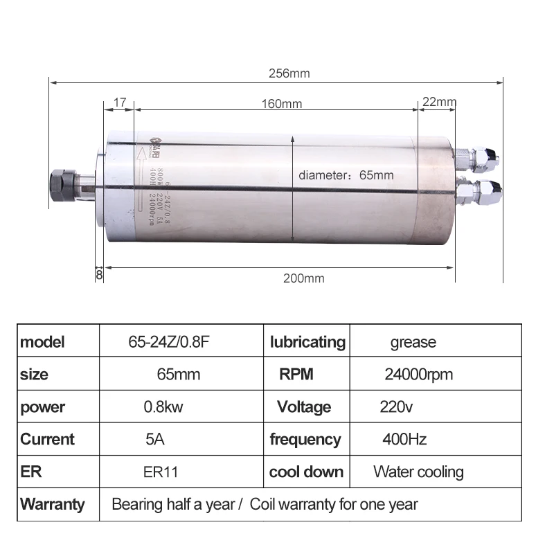 engraving machine 0.8kw 220v/380v 400Hz woodworking advertising water-cooled spindle high-speed motor accessories