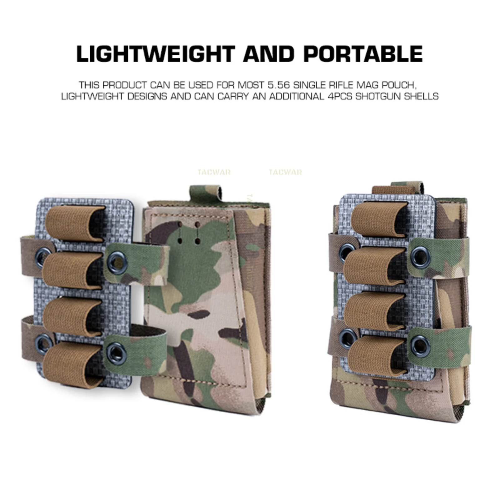 4 Rounds 12GA Shotgun Shell Sleeve Holder MOLLE Hanging Panel for Tactical Airsoft Single Rifle 55.6 Magazine Pouches view 5