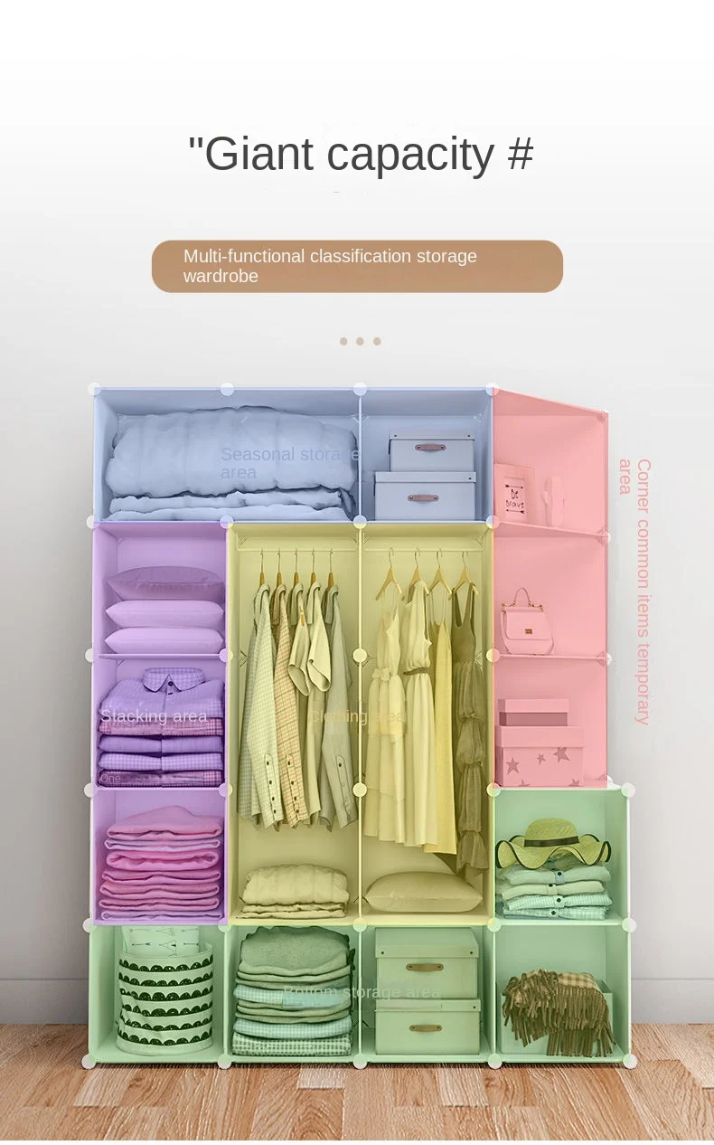 Household Bedroom Dustproof Clothes Cabinets Plastic Collapsible Durable Storage Rack Of Foldable Simplicity Wardrobe Furniture