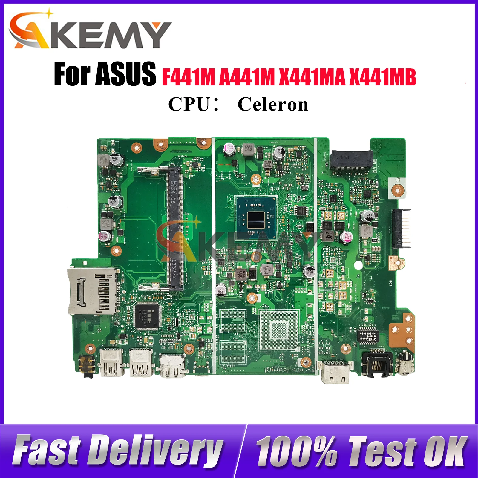 

X441MA Laptop Motherboard For ASUS VivoBook X441MAR X441MA A441M X441M F441M X441MB Mainboard With Celeron CPU 100% tests OK stk