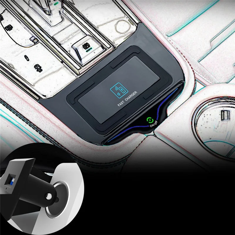 شاحن سيارة لاسلكي 15 وات وحدة تحكم مركزية لوحة شحن سريعة للهاتف لبورشه باناميرا 2017-2023