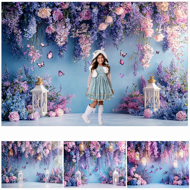 

Фон для фотосъемки LS: Весенний пастельный цветочный сказочный фон с бабочками для детских дней рождения, портретов, декора, фотостудии