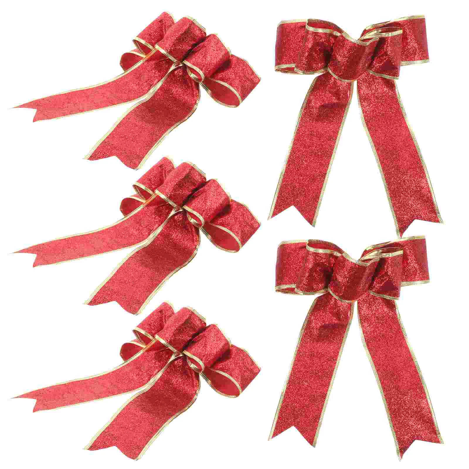 

5 Pcs/Pack Christmas Ribbon Bow Gift Knot Tree Ornaments Bows for Outdoor Decorations