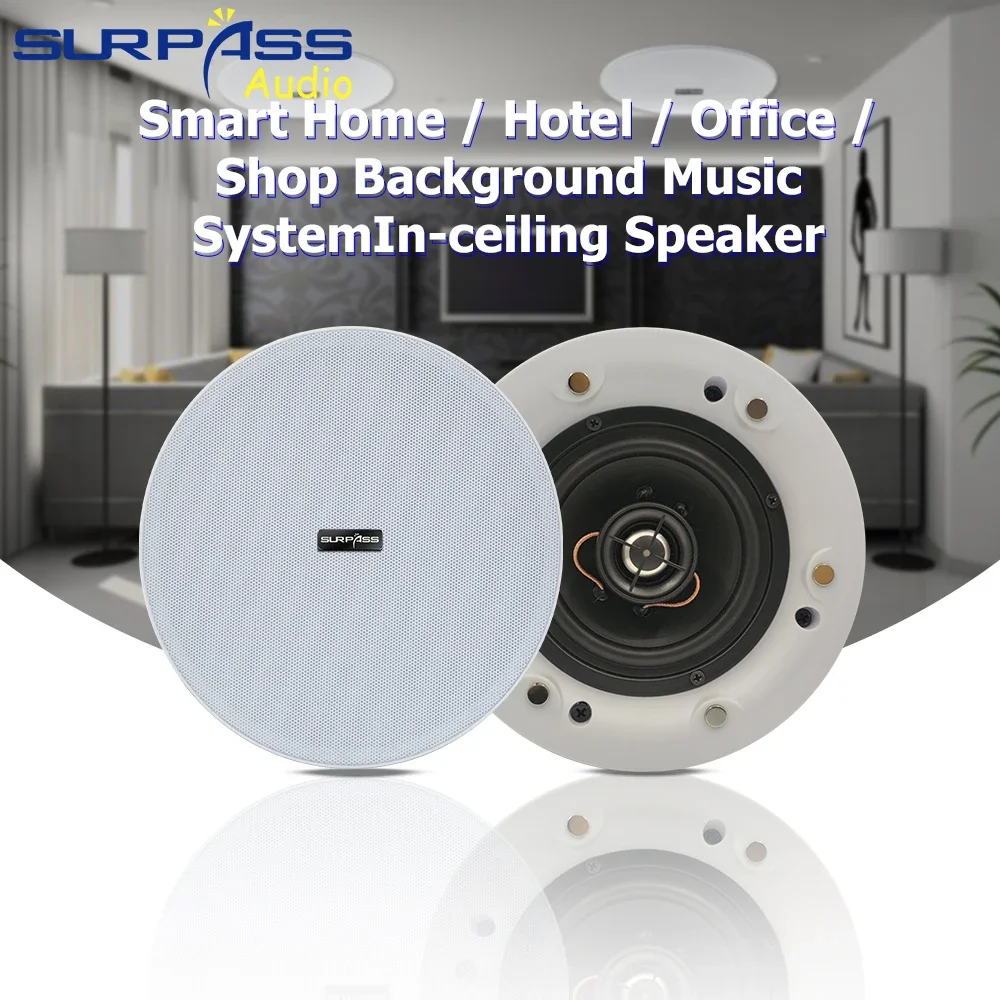 Smart Home Moisture-proof Ceiling Speaker 4 Inch 20w Frameless Narrow Edge Shell Public Address Bathroom in Wall Coxial Speaker