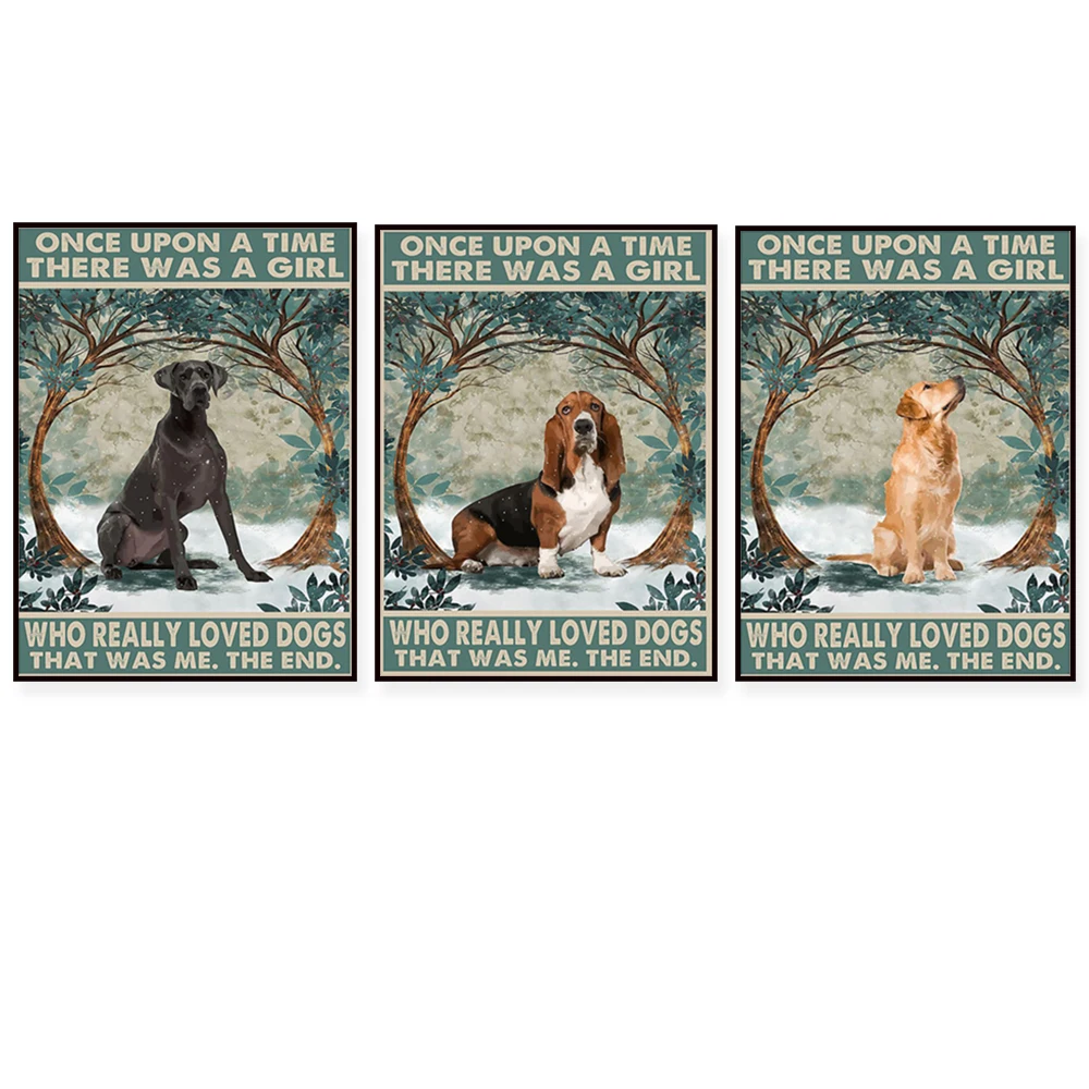Once upon a time there was a girl who really liked dogs, beagle, golden retriever, pit bull, gifts for dog lovers poster