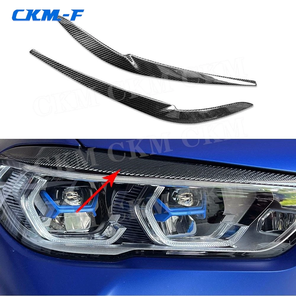 

Carbon Fiber Car Front Headlamp Eyebrow Sticker Headlight Eyelid Cover Trim For BMW X5 G05 F95 X6 G06 2019 2020 2021 2022