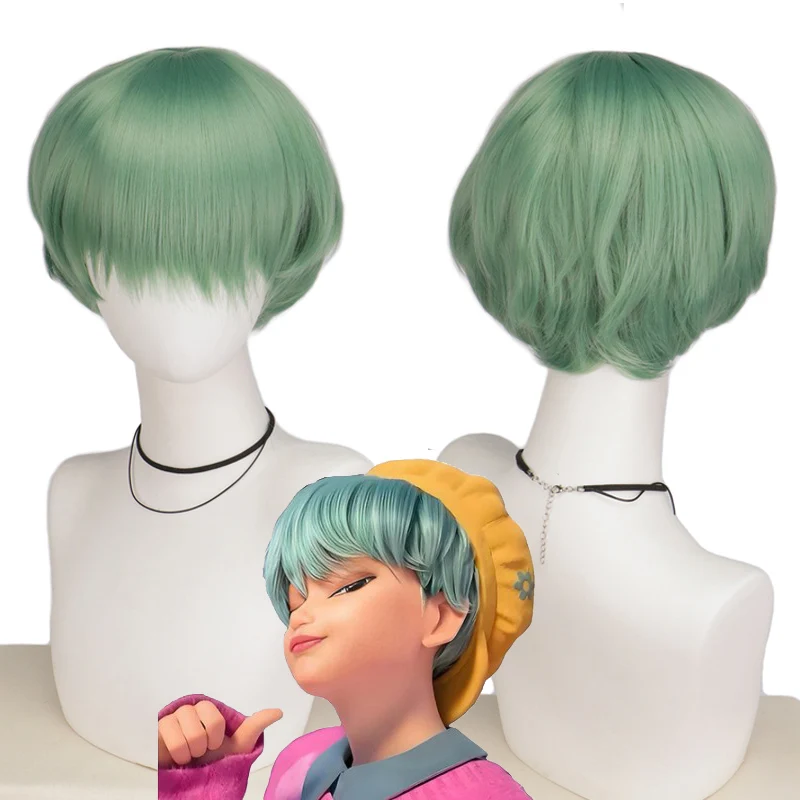 

New Anime K-pop Demon Saja Boys Baby Cosplay Wig Men Green Short Hair Heat Resistant Synthetic Wigs Halloween Carnival Prop