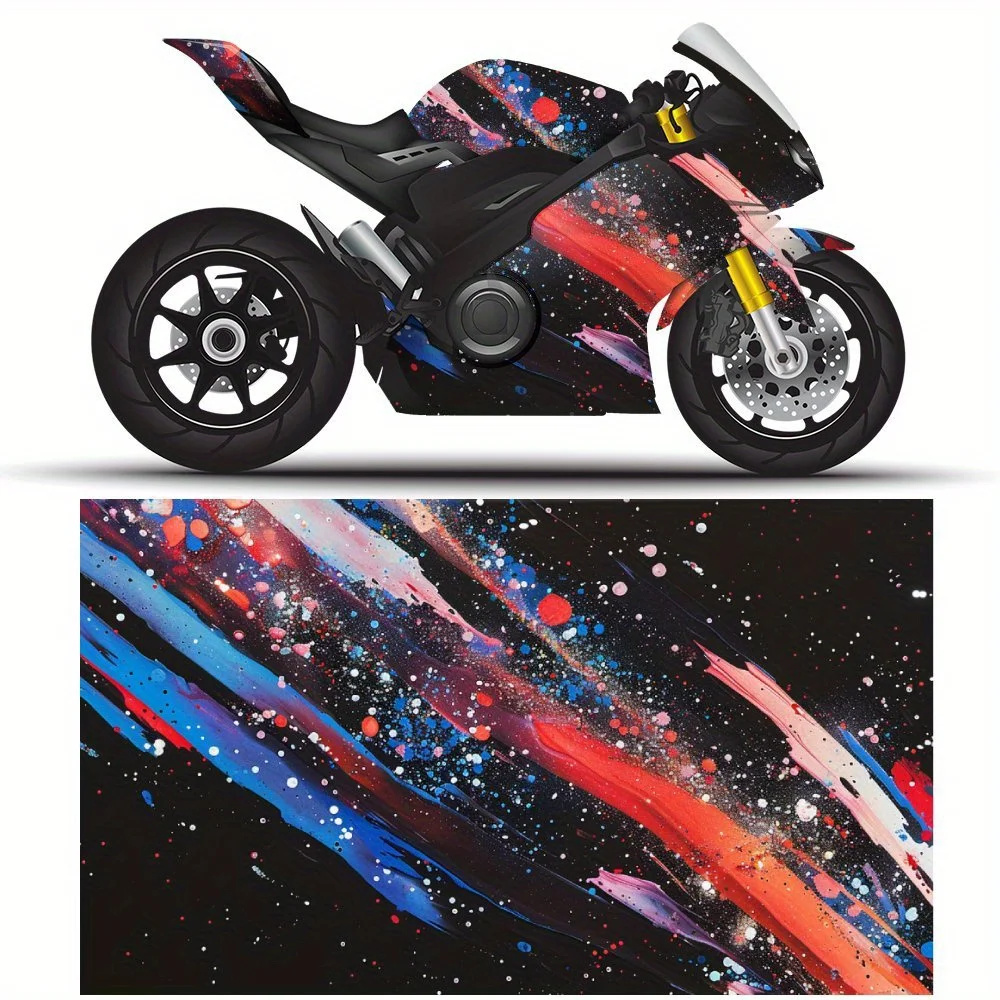 

Виниловая пленка для мотоцикла Galactic Red Blue Streak, водонепроницаемая съемная наклейка, универсальная подходит для мотоциклов, прочная защита от S