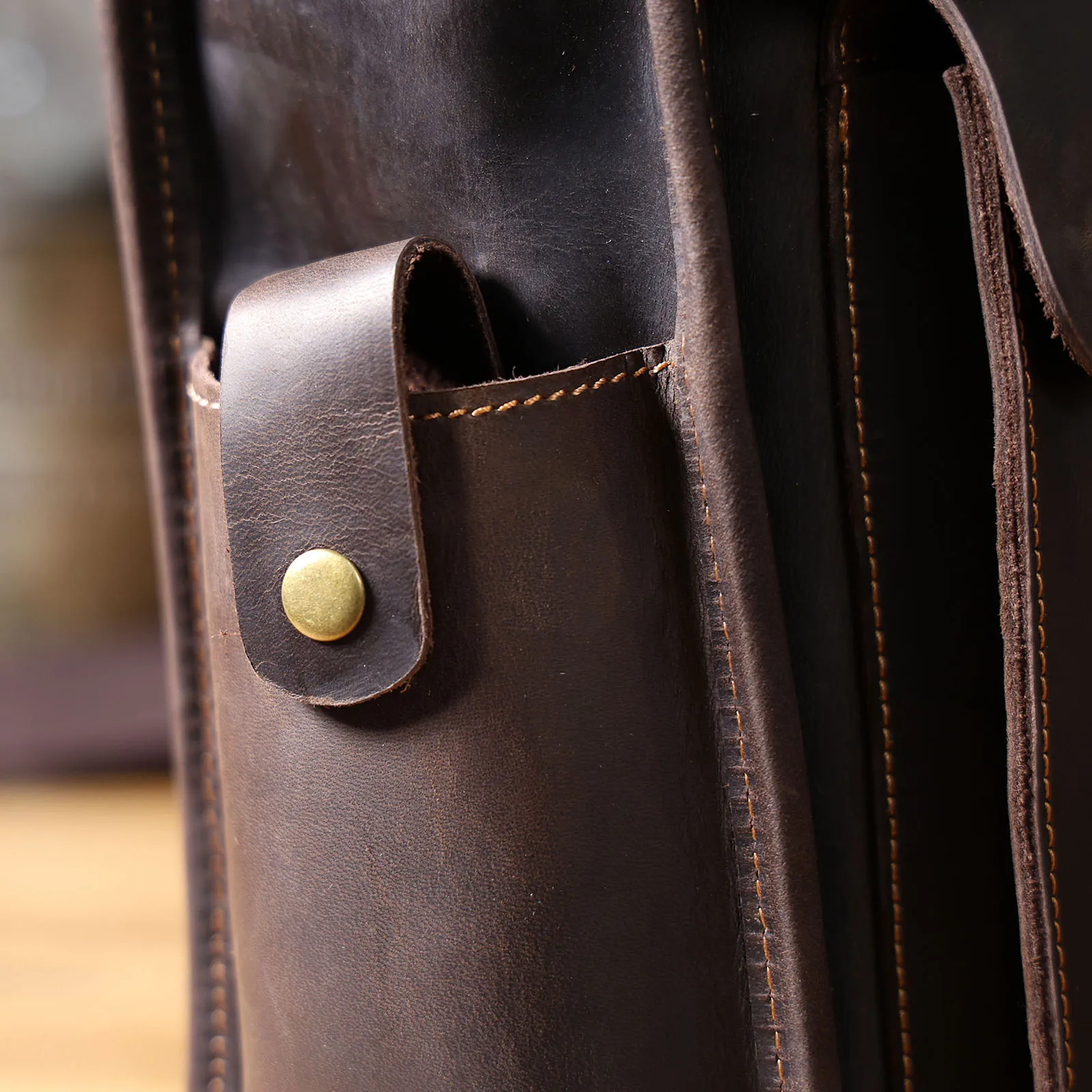 S.WORKER Vintage Echtleder Herren-Aktentasche 16" Laptop-Tasche Crazy Horse Leder Messenger-Handtasche Rindsleder Geschenkidee für Männer – Detail 18
