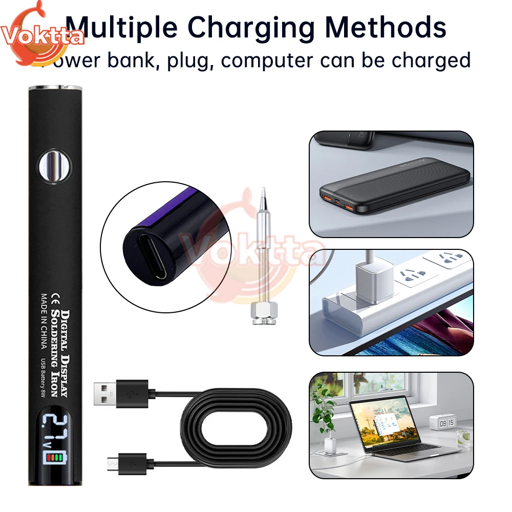 650mAh 510 Thread Battery Pen Electric Soldering Iron Adjustable Voltage Smart Power Tool Heating Solder Iron Welding Kit