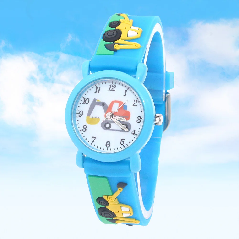 Unisex Student Watch with Silicone Strap Cartoon Waterproof Quartz Watch for Boys And Girls with Digging Machine Design