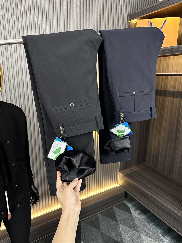 

Ultra Soft Nylon Baby Velvet Autumn Winter Straight Leg Casual Trousers Long Pants Faion Urban Sle Thiened Fce Lined...